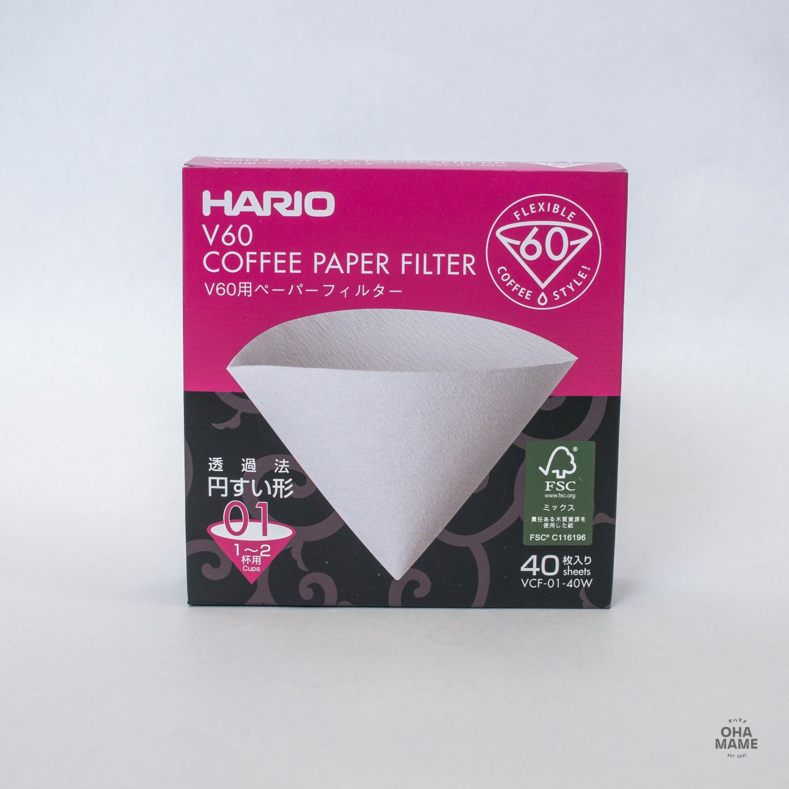 Hario V60 Paper Filter 01 White 40 sheets - Ohamame